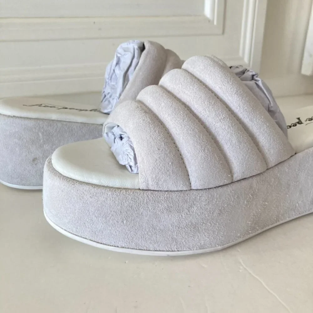 NWOT Free People Almost Paradise White Suede Platforms Sz 38.5